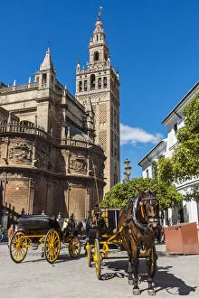 Images Dated 5th April 2016: Giralda bell tower, Cathedral, Seville, Andalusia, Spain