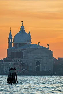 Canal Prints: Giudecca Canal and Santissimo Redentore church at sunset, Venice, Veneto, Italy