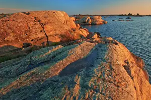 Glacially eroded Precambrian shield rock on coast islands in Georgian Bay (Lake Huron) French River Provincial Park, Ontario, Canada