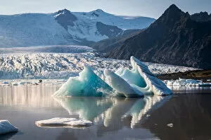 A glacier lagoon with blocks of icebeg, Eastern Iceland, Iceland, Northern Europe