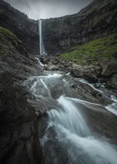 Faroese Prints: A gloomy morning shot of Fossa, in the island of Streymoy in the Faroe Islands