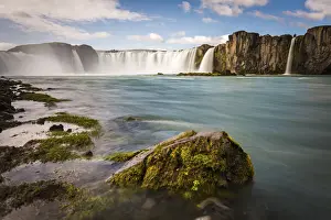 Godafoss Prints: Godafoss, Myvatn, Iceland. the waterfall of the Gods in a sunny day