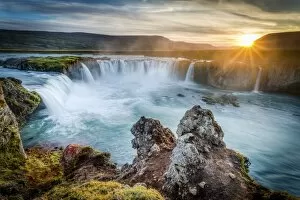 Natural Gallery: Godafoss, Myvatn, Iceland. the waterfall of the Gods at sunset