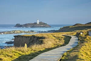 Images Dated 20th March 2021: Godrevy lighthouse, North Cornwall Coast, Cornwall, England, UK