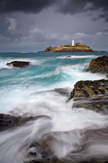 Godrevy Lighthouse, St. Ives Bay, Cornwall, England