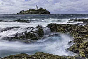 Images Dated 17th February 2021: Godrevy Lighthouse, St, Ives Bay, Cornwall, England, UK