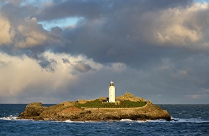 Godrevy Island Prints: Godrevy Lightrhouse and Godrevy Island, near Hayle, North Cornwall, England