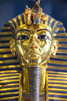 Display Gallery: Gold mask of Tutankhamun, Egyptian Museum, Cairo, Egypt