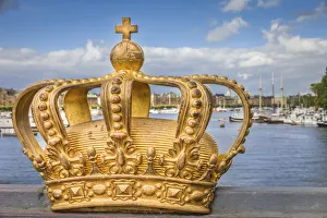 Golden crown on the bridge to Skeppsholmen, Stockholm, Sweden