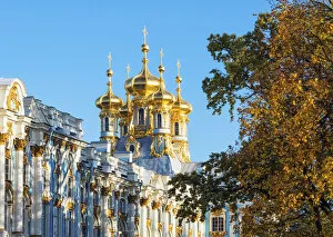 Images Dated 22nd March 2021: Golden domes of the Church of the Resurrection, Catherine Palace
