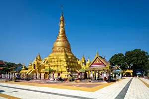 Images Dated 12th August 2020: Golden Eindawya Paya (AKA Ein Daw Yar Pagoda) against clear sky on sunny day, Mandalay