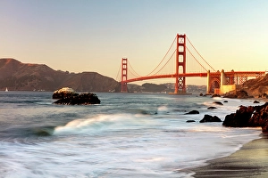 San Francisco Prints: Golden Gate Bridge from Baker Beach at sunset, San Francisco, California, USA