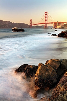 San Francisco Prints: Golden Gate Bridge from Baker Beach at sunset, San Francisco, California, USA