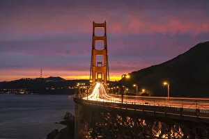 Northern California Collection: Golden Gate Bridge at evening, Marin County, San Francisco, California, USA