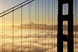 Battery Spencer Prints: Golden Gate Bridge and fog at sunrise