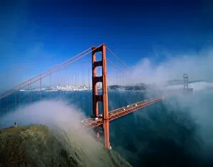 Images Dated 12th February 2008: Golden Gate Bridge with Mist & Fog, San Francisco, California, USA