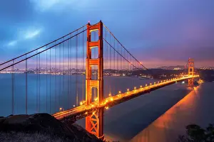 San Francisco Prints: Golden Gate Bridge at night, San Francisco California, USA
