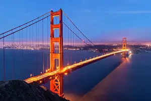 San Francisco Prints: The Golden Gate Bridge at night time, San Francisco, California, USA