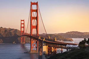 The Golden Gate Bridge during sunrise. Marin county, San Francisco, Northern California