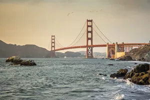 Pacific Coast Gallery: Golden Gate Bridge at sunset shot from Baker Beach