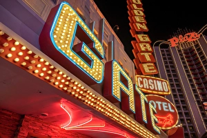 Entertainment Prints: Golden Gate Hotel and Casino neon sign, Fremont Street, Las Vegas, Nevada, USA