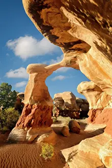 Southwest Prints: Golden light on Metate Arch in Devil's Garden