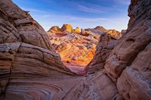 Desolate Prints: Golden light on rocks at White Pocket in Vermilion Cliffs National Monument, Arizona, USA