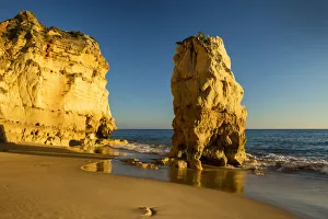 Portugese Prints: Golden Light on Sea Stack, Algarve, Portugal