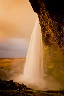 Golden Light on Seljalandsfoss Waterfall, Iceland
