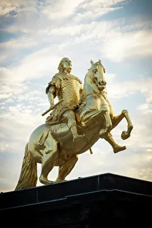 Dresden Casle Prints: Golden Rider statue, Dresden, Saxony, Germany