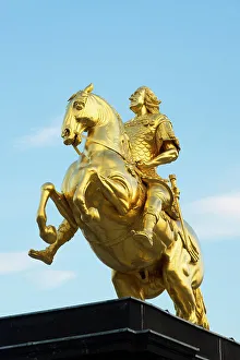 Dresden Casle Prints: Golden Rider statue, Dresden, Saxony, Germany
