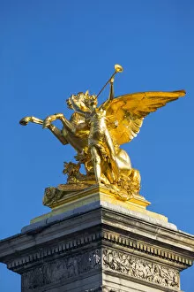 Images Dated 26th May 2017: Golden statue on the Pont Alexandre III, Paris, France