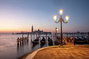 San Marco Prints: Goldolas on the lagoon at dawn
