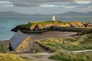 Goleudy Tŵr Bach daymark tower on Llanddwyn Island off the coast of Anglesey, North Wales, UK. Autumn (September) 2018