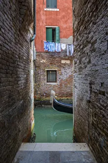 Gondola on a small canal, Cannaregio, Venice, Veneto, Italy