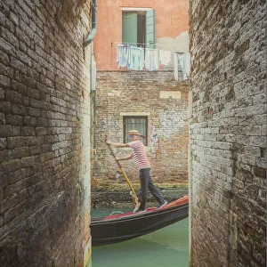 1 Person Prints: Gondola on a small canal, Cannaregio, Venice, Veneto, Italy