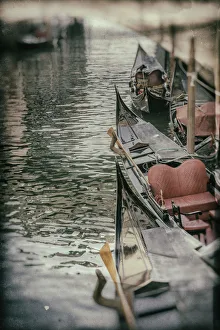Venice Prints: Gondolas on a canal in Venice, Vento, Italy