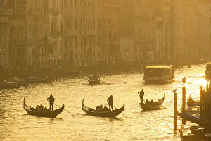 Images Dated 8th February 2023: Gondolas on the Grand Canal, Venice, Veneto, Italy