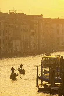 Images Dated 8th February 2023: Gondolas on the Grand Canal, Venice, Veneto, Italy