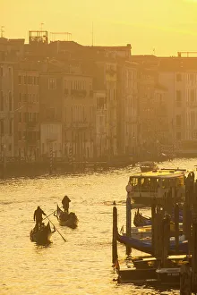 Images Dated 8th February 2023: Gondolas on the Grand Canal, Venice, Veneto, Italy