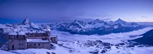 Zermatt Prints: Gornergrat Kulm Hotel & Matterhorn, Zermatt, Valais, Switzerland