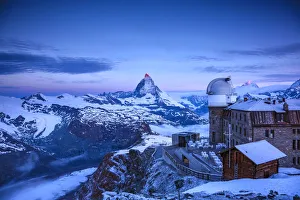 Zermatt Prints: Gornergrat Kulm Hotel & Matterhorn, Zermatt, Valais, Switzerland