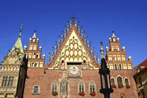 The gothic Old Town Hall (Stary Ratusz) at the Rynek (Market Square). Wroclaw, Poland