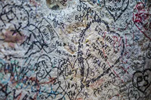 Verona Prints: Graffiti and messages of love at the entrance of Casa Giullieta, Verona, Veneto, Italy