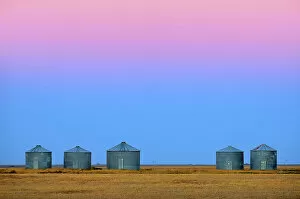 Agribusiness Gallery: Grain bins at dawn Moose Jaw Saskatchewan, Canada