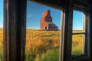Industry Prints: Grain elevator from inside old general store in ghost town Bents Saskatchewan, Canada