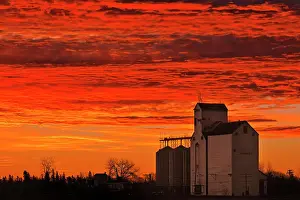 Manitoba Prints: Grain elevator st sunrise Dugald, Manitoba, Canada