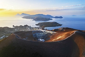Tourist Destination Prints: Gran cratere with the islands of Lipari and Salina in the background