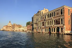Italien Prints: Grand Canal with Barbarigo and Santa Maria della Salute Church in the distance, Venice