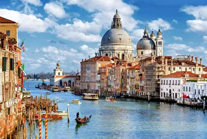 Canale Grande Prints: Grand Canal, Canale Grande, Santa Maria de la Salute, Academia, Venice, Italy